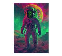 38x26cm/1000pcs Puzzles pour Adultes Neon Skull Astronaut Jeux De Puzzle Relaxants Analyse Et Logique Cadeaux Uniques pour Un Anniversaire Et Noël 38x26cm/1000pcs