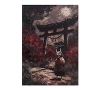38x26cm/1000pcs Puzzles pour Adultes Oni Mask Torii Gate Puzzles pour Adolescents Jeu Familial Course De Vitesse Manuelle Cadeaux Uniques pour Anniversaire Et Noël 38x26cm/1000pcs