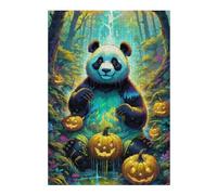 38x26cm/1000pcs Puzzles pour Adultes Panda in Halloween Forest Puzzle - Jeu Manuel - Décoration Murale - Cadeaux Uniques pour Anniversaire Et Noël 38x26cm/1000pcs