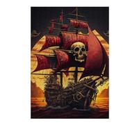 38x26cm/1000pcs Puzzles pour Adultes Pirate Ship at Sunset -1 Puzzle pour Adultes - Jeu Manuel - Idée De Jeu Éducatif pour Se Divertir À La Maison 38x26cm/1000pcs