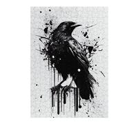 38x26cm/1000pcs Puzzles pour Adultes Raven Black and White Jeux De Puzzle Relaxants Analyse Et Logique Cadeaux Uniques pour Un Anniversaire Et Noël 38x26cm/1000pcs