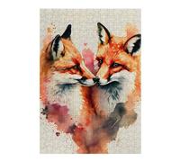 38x26cm/1000pcs Puzzles pour Adultes Romantic Fox Couple Puzzles pour Adultes À Monter Soi-même - Jouets De Précision - Cadeaux Uniques pour Un Anniversaire Ou Noël 38x26cm/1000pcs