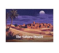 38x26cm/1000pcs Puzzles pour Adultes Sahara Desert Morocco Night Landscape Puzzles pour Adolescents Jeux Relaxants Décoration Murale Cadeaux Uniques pour Anniversaire Et Noël 38x26cm/1000pcs