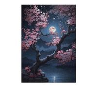 38x26cm/1000pcs Puzzles pour Adultes Sakura Night Puzzle pour Adultes Jeu Manuel Une Œuvre d'art Cadeaux Uniques pour Anniversaire Et Noël 38x26cm/1000pcs