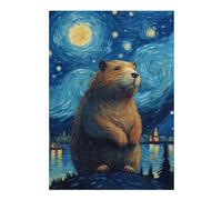 38x26cm/1000pcs Puzzles pour Adultes Starry Night Capybara Puzzles pour Adolescents Jouets À Faire Soi-même Découpe De Précision Interaction Parent-Enfant 38x26cm/1000pcs