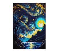 38x26cm/1000pcs Puzzles pour Adultes Starry Night with Moon Puzzle pour Adultes - Jeu Manuel - Idée De Jeu Éducatif pour Se Divertir À La Maison 38x26cm/1000pcs