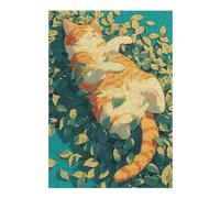 38x26cm/1000pcs Puzzles pour Adultes Time to Relax Orange Cat Jeux De Puzzle Relaxants Analyse Et Logique Cadeaux Uniques pour Un Anniversaire Et Noël 38x26cm/1000pcs