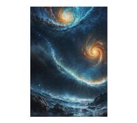 38x26cm/1000pcs Puzzles Two Galaxies Collide Puzzles pour Adultes Jeux De Détente Décoration Parfaite Cadeaux Uniques d'anniversaire Et De Noël 38x26cm/1000pcs