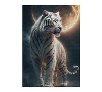 38x26cm/1000pcs Puzzles White Tiger Moonlit Majesty -1 Puzzle pour Adultes Jeux Relaxants Découpe De Précision Cadeaux Uniques d'anniversaire Et De Noël 38x26cm/1000pcs