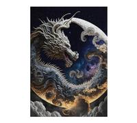38x26cm/1000pcs Puzzles Yin-Yang Dragon Sky Art Puzzle pour Adultes Jeux Relaxants Découpe De Précision Cadeaux Uniques d'anniversaire Et De Noël 38x26cm/1000pcs