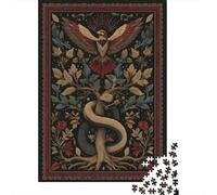 38x26cm/1000pcs Serpent à la Racine d'un Arbre Puzzle Jouet en Bois Cadeau Unique Décoration Intérieure Oiseau mystérieux Jeu ÉduChatif Challenge Toy