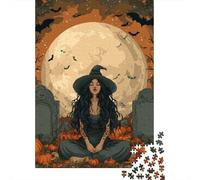 38x26cm/1000pcs Sorcières, Chauves-Souris, Immense Pleine Lune Jigsaw Puzzles À Faire Soi-même pour Adultes