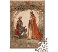 38x26cm/1000pcs Style médiéval Illustration Jigsaw Chevalier agenouillé Devant la Reine Puzzles À Faire Soi-même pour Adultes