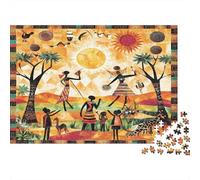 38x26cm/1000pcs Symboles Adinkra, Danseurs africains, batteurs et Animaux Sauvages Jigsaw Puzzles À Faire Soi-même pour Adultes