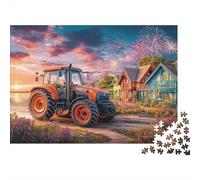 38x26cm/1000pcs Tracteur au Coucher du Soleil Jigsaw Scène de Campagne vibrante Puzzles À Faire Soi-même pour Adultes