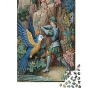 38x26cm/1000pcs Un 14e Puzzle Jouet en Bois Cadeau Unique Décoration Intérieure Bandit du siècle en Armure Combattant Un Perroquet Jeu ÉduChatif Challenge Toy