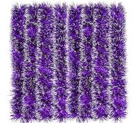 39,4 Pieds Guirlande Tinsel de Noël Guirlande Métallique Scintillante d'arbre de Noël Décorations de Suspension pour Vacances de Noël Décorations Intérieures et Extérieures (Violet)