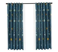 39.4x98.4 Rideaux D'obscurisation En Polyester, Planètes De Dessins Animés Bleus Rideaux De Chambre Anti-Moisissure Rideaux Thermiques De Salon Pour Salle À Manger Baie De Fenêtre De Cuisine (#1)