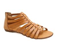 39 beige Emmanuela Sandales hautes à la cheville dans un style grec ancien, sandales gladiateurs en cuir, sandales avec orteils ouverts et fermeture à glissière à l'arrière de la tige