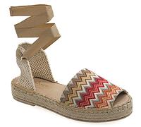 39 Multicolore 1 Emmanuela Espadrilles colorées en Tissu tricoté, Chaussures de Dentelle Boho à Moyenne-Hautes, Hautes Chaussures de Peep Toe Espadrilles, Chaussures d'été Cousu à la Main en Grèce