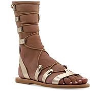 39 or Emmanuela Sandales en cuir dans un style grec ancien, des sandales de gladiateur plat à la main avec des orteils ouverts, des chaussures d'été pour femmes