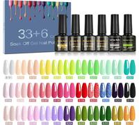 39 Pcs Vernis Semi-Permanents, 33 Couleurs De Vernis À Ongles Gel Uv Led Avec Base, Dessus Et Mat, Oeil De Chat, Couche Lumineuse, Vernis À Ongles Semi-Permanents Couleur Populaire De Noël Nouvel An