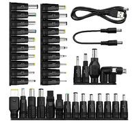 39 Pièces Adaptateur d'alimentation DC, KUOQIY 5.5x2.1 mm Femelle à Mâle Adaptateur, Barrel Jack Connecteur, avec 2 Pièces Câble, pour Ventilateurs, Routeurs, Lampes de Bureau, Ordinateurs