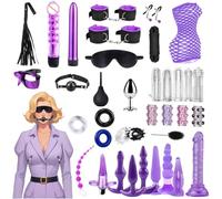 39 Pièces Kits de Bondage SM Erotiques Ensemble de Servitude, Sextoys Anal Plug Butt Plug Set pour Les Débutants Jouets Sexuels, BDSM Menottes Érotiques pour Couple Jouets Sexuels