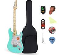 39 pouces Guitare electrique taille 4/4 micros SSS modèle ST pour débutants et passionnés de musique sangle médiators (Vert)