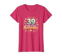 39 Years of Pure Awesomeness Cadeau d'anniversaire T-Shirt, Femme, Rouge Chiné, M