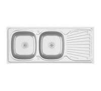 39033 &GRAND Évier de cuisine - Évier Cascade - à double évier argenté 1200x600x155 mm inox