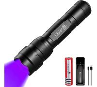 395-405nm Uv Led Flashlight Zoomable Flashlight Torch With 2600mah Rechargeable Battery And Charger Mini Uv Light For Curing Uv Glue, Pet Urine Stains