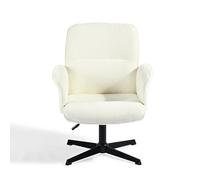 39F FURNITURE DREAM Chaise de Bureau Ergonomique scandinave pivotante à 360°, Hauteur réglable, Boucle en Tissu Doux, Blanc, 66 x 63 x 82-94 cm, Boucle