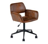 39F FURNITURE DREAM Chaise de Bureau réglable - Rembourrée en Daim synthétique avec Dos incurvé et Aspect Classique - Fonction pivotante et réglable en Hauteur - Marron - 61 x 56 x 76-86 cm