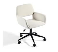 39F FURNITURE DREAM Chaise de Bureau scandinave en Tissu Beige pivotant réglable en Hauteur et 5 roulettes pour Enfants travaillant à la Maison, 5 x 57,5 x 75 - 85 cm, Métal, 56,5x57,5x75-85cm
