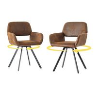 39F FURNITURE DREAM Chaise Gamer Lot de 2 Suède Marron - Siège Ergonomique Pivotant, Design Rétro Compact