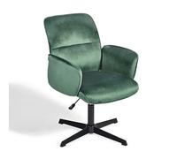 39F FURNITURE DREAM Chaise pour visiteurs et conférences en Velours Vert : pivotant à 360 °, Hauteur réglable, accoudoirs et Base en métal. Chaise de réception Moderne pour Le Bureau à Domicile.