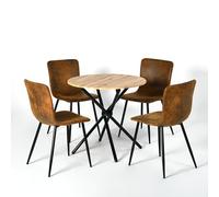 39F FURNITURE DREAM Ensemble de Salle à Manger Ronde avec 4 chaises - Ensemble de 4 chaises avec Table de Cuisine et Salle à Manger - Ensemble de Table pour Balcon, Cuisine, Salon