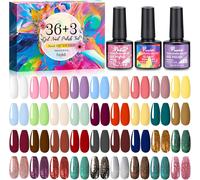 39pcs Semi-Permanent Gel Nail Polish, Semi-Permanent Base Polish, Semi-Permanent Gel Nail Polish Set, Semi-Permanent Gel Nail Polish Set, Uv Led Soak Off Manicure Kit 39 × 8 Ml (A, A)