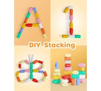 39pcs Silicone Stacking Stones Montessori Sensory Toys for Toddlers Building Blocks Toys for 3 4 5 6 Year Old Kids Birthday Gifts for Boys and Girls