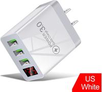 3a Usb Chargeur mural Affichage numérique Charge rapide 3.0 Alimentation compatible pour Iphone 13 12 Pro Max blanc Prise US