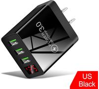 3a Usb chargeur mural affichage numérique recharge rapide 3.0 adaptateur secteur compatible pour Iphone 13 12 Pro Max noir prise US