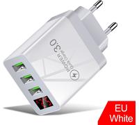 3a Usb chargeur mural écran numérique recharge rapide 3.0 adaptateur secteur compatible pour Iphone 13 12 Pro Max blanc prise UE
