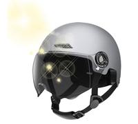 (3C-310-Grey) 10.24x7.87x7.09 Pouces ABS Highly-Protective Unisex Casques De Cyclisme, Casque Trottinette Electrique Adulte, Casque Vélo Visière Électrique, Casque Vélo Électrique avec Visière