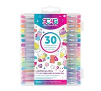 3C4G: 30 stylos gel parfumés - avec 2 feuilles d'autocollants sur le thème des collations, 30 couleurs vives différentes, écriture et dessin, trois encouragements pour les filles, à partir de 6 ans
