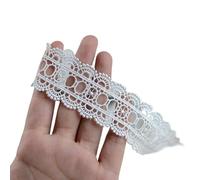 3CM Wide White Black Cotton Polyester Hollow Embroidery Lace Fabric Collar Neckline Cuffs Trim Apparel DIY Sewing Applique Decor(White)