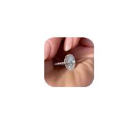 3CT 925 Bagues de fiançailles en argent sterling coupé ovale Solitaire Cubic Zirconia CZ Rings de promesse de mariage pour ses bandes de diamant simulées classiques pour femmes taille 6-10 (6#),
