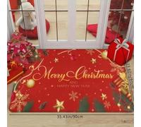 3D 1Pc 1Pc Joyeux Noël doré Snowflake Red Tapis d’entrée sur Tapis d’entrée, Cuisine, Salle de Bain antidérapante, Tapis de Sol décoration de Noël - 40x60cm