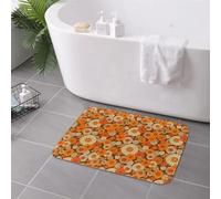 3D 70s Retro Daisies Vintage Flower Power Orange and Brown Boho Non-Slip Doormat Floor Mat Carpet Rug for Kitchen Home Footpad Mats-50x80cm