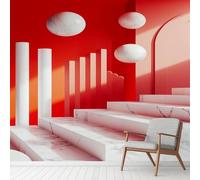 3D Abstrait Géométrique Arch Film Stickers Muraux Autocollant Illusion Espace Papier Peint, Minimalisme Européen Mural pour Salon Chambre Décoratif Papier Pour Meuble Stickers Muraux 250 x 175 cm
